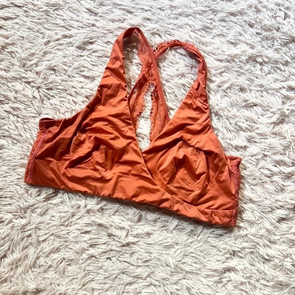 Boho Rustic Silky Laceback Racerback Bralette‎ Womens XL Earthy Festival Hippie